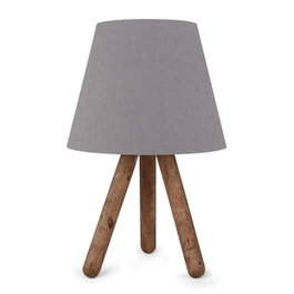 Opviq AYD-1965 Lámpara de Mesa Gris y Nogal, Madera de Haya y Tela de PVC, 22 x 33 cm